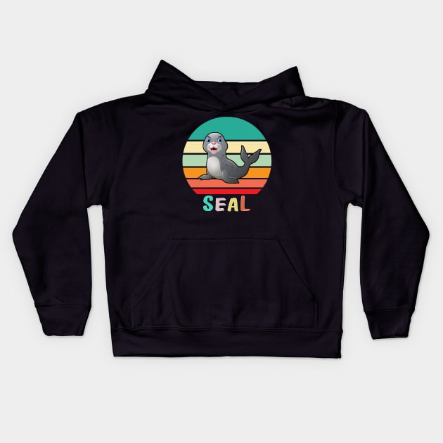 Vintage Retro Seal Kids Hoodie by adrinalanmaji